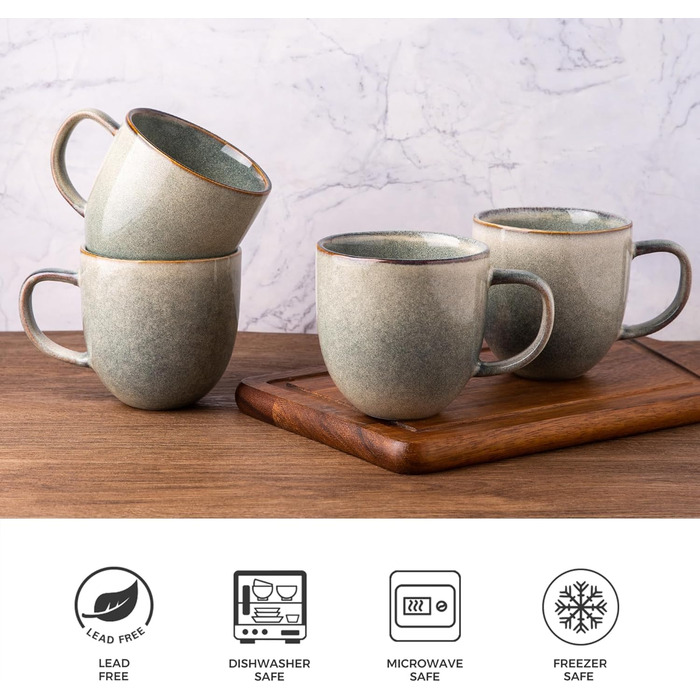 Набір глибоких тарілок GBhome з каменю (22см, 6 шт.) - для супу, пасти, страв