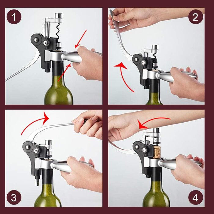 SumDirect Corkscrew, Wine Opener Set, Manual Wine Opener Kit, Zinc Alloy Handle Corkscrew, Deluxe Wine Opener Accessories with 9 Pieces, Elegant Design Set with Dark Cherry Wood Box
