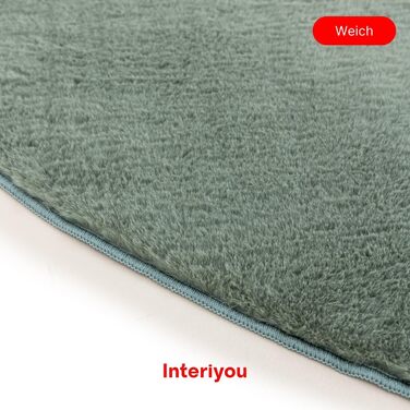 Килимок для вітальні Interiyou Fargo 80x150 см - короткий ворс, миючий, неслизький, штучне хутро, м'який ворс (зелений)