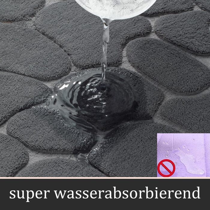 Набір килимків для ванної кімнати chakme (2 шт), пам'ятна піна Cobblestone, протиковзні та абсорбуючі килимки для ванної та туалету, темно-сірі