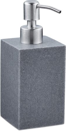 Дозатор для мила Relaxdays 300 мл, наповнюваний, для ванної/кухні, білий (сірий), полірезин, нержавіюча сталь