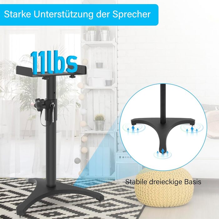 Підставка для колонок, 2 шт., регульована висота 86–127 см, з кабельною організацією, вантажопідйомність 3.6 кг, для малих колонок (PX3 2-P21)