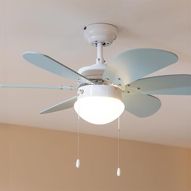 Стельовий вентилятор Cecotec EnergySilence 3600 Vision Sky 92 см з лампами, 50 Вт, 3 швидкості, білий/блакитний