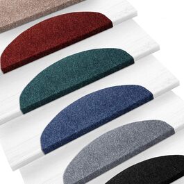 Casa Pura Non-Slip Stair Treads - 15 Piece Set - Adhesive Backed, Round Edge - Indoor Stair Carpet - Anthracite Grey