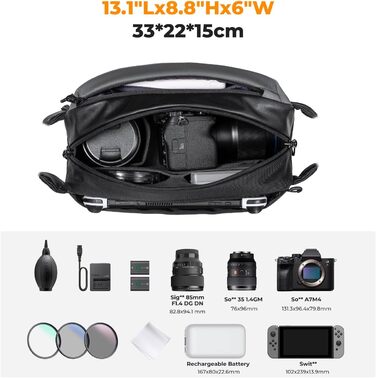 Рюкзак для камери K&F Concept, фотосумка, сірий (M), сумісний з Canon/Nikon/Sony/DJI Mavic