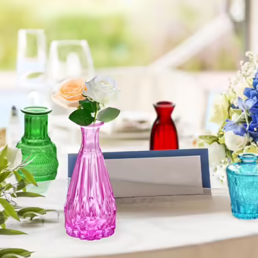 Mini Vase Set, 10pcs Small Glass Vase Vintage Decor Vase Set Various Sizes Flower Vase for Table Decorations Centerpieces, Wedding Decorations (10PCS, Colorful)