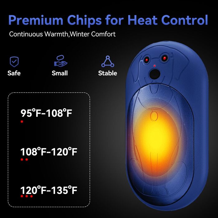 Електричні грілки для рук 6000mAh, 2 шт. Перезаряджувані кишенькові грілки, акумуляторні, USB-C, 3 режими нагріву, подарунок для жінок, чоловіків, дітей, катання на лижах, піших прогулянок (Блакитний)