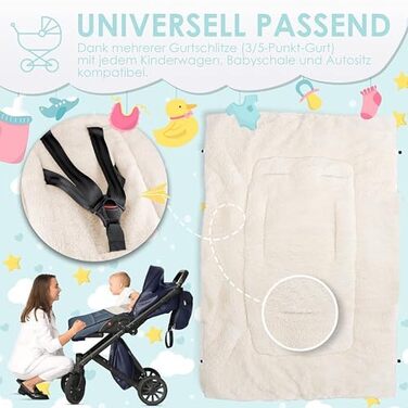 Kidiz® Baby Footmuff Baby Footmuff Winter Footmuff Car Seat with Zipper Snuggle Sack Baby Blanket Stroller Washable, Lockable Headrest, Pocket, Suitable for All Strollers, Jeans Grey