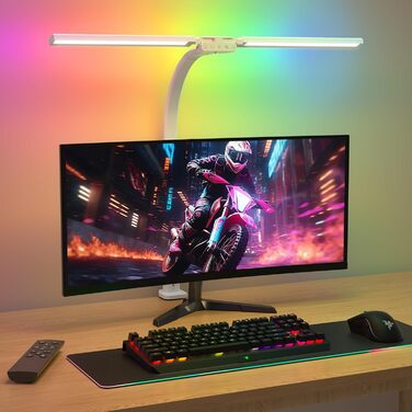 SIBRILLE Dual-Head LED Desk Lamp - Adjustable, Dimmable, Eye Protection, RGB - for Office, Home, and PC Use
