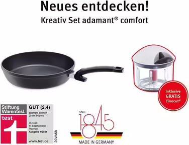 Сковорода Fissler Adamant Comfort 28 см, алюмінієва, антипригарна, стійка до подряпин, для індукції + подрібнювач Finecut