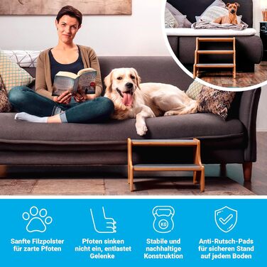 AMAZING Pet Stairs for Small, Medium, and Large Dogs, Cats. 3 Steps | Pet Stairs, Suitable for Young and Old Cats | 40 cm High for Sofa, Bed | Gentle on Joints, an Alternative to Dog Ramps