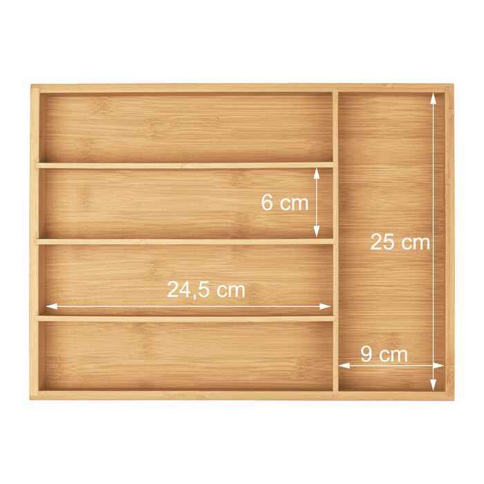Relaxdays Bamboo Cutlery Box with 5 Compartments