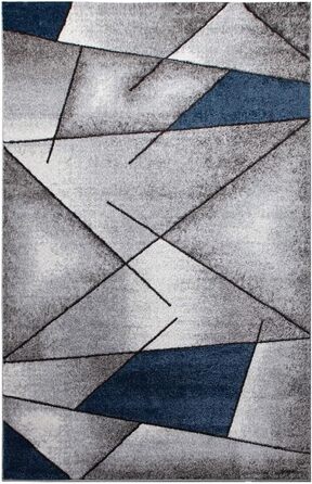 Теппих oKu-Tex для вітальні [80x150 см] з м'яким коротким ворсом - кольоровий килим для вітальні - сучасний геометричний дизайн хвилястим малюнком - німецька якість (Блакитний, 200 x 290 см (Прямокутний))