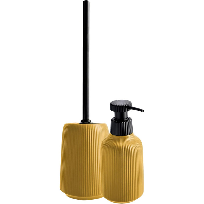 KADAX Bathroom Accessories Set, Modern Bathroom Accessories, Ceramic Bathroom Accessories, Bathroom Accessories (White: Toothbrush Holder, Soap Dispenser, Toilet Brush) (Yellow: Soap Dispenser, Toilet Brush, 2)