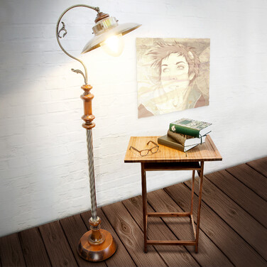 Relaxdays Standing Lamp, Art Nouveau Design, Brass