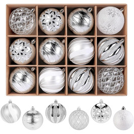 Прикраси для ялинки Shareconn, 80 мм, набір 12 шт. – міцні кулі з декоративними підвісками для свят, вечірок та весіль. Червоний та золотий колір.