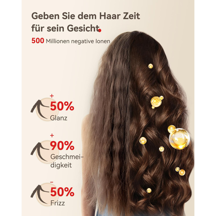 Фен з дифузором, потужний фен з мотором 160 000 об/хв, іонізатор, 500 млн негативних іонів, для подорожей та дому (сірий), з дифузором