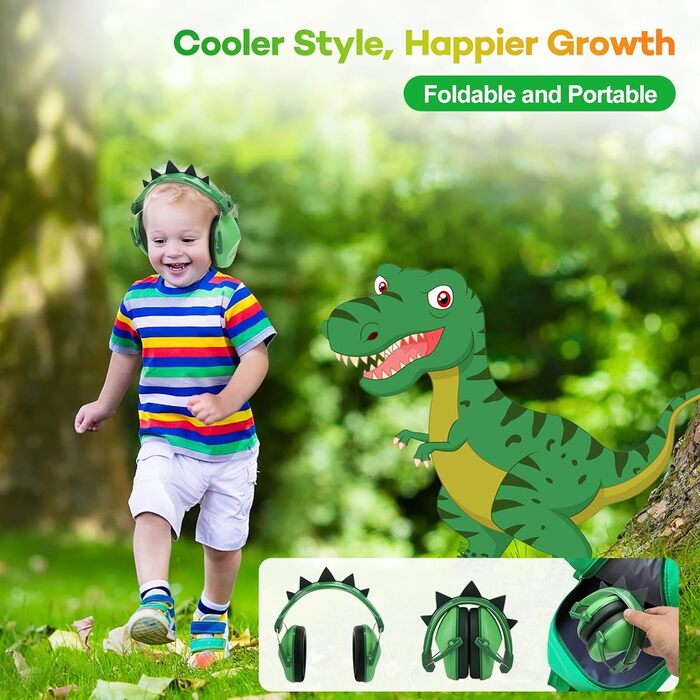 Навушники для захисту від шуму для дітей - пасивні навушники-капсули, SNR 28dB, для школи, аутизму, сну, навчання, гри на барабанах (зелені)