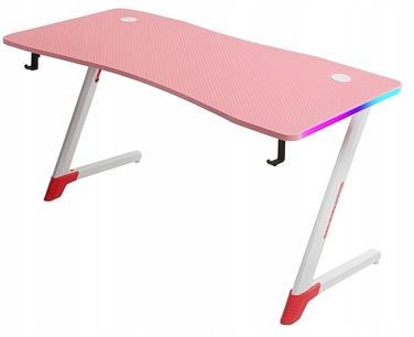 Ігровий комп'ютерний стіл з LED-підсвіткою, сучасне геймерське письмовий стіл, 120 см, рожевий