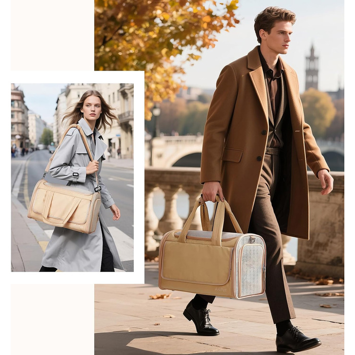 Транспортна переноска для собак та котів, Khaki M: водонепроникна, з антиковзною підкладкою та захистом від вітру