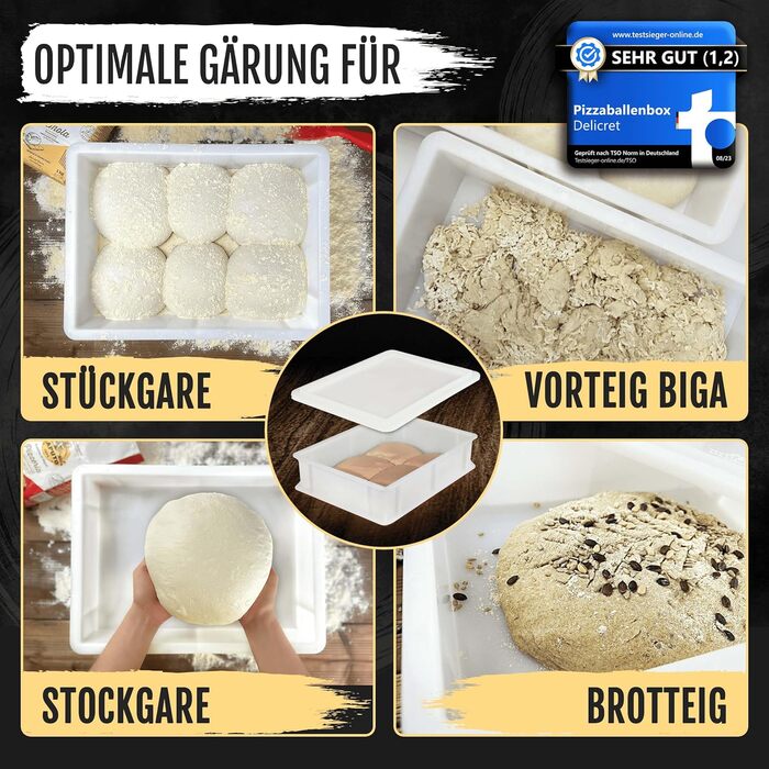DELICRET - Pizza Starter Kit | First-class pizza ingredients for unforgettable enjoyment | Pizza Ball Box (1x Box & 1x Lid & 1x Spatula)
