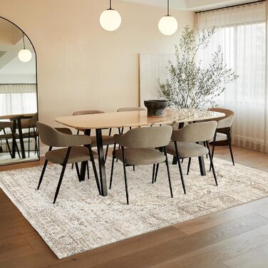 Килим миючий, штучна вовна, для дому, спальня, під ліжко, їдальня, під стіл, світло-бежевий, 244 x 305 см, прямокутний