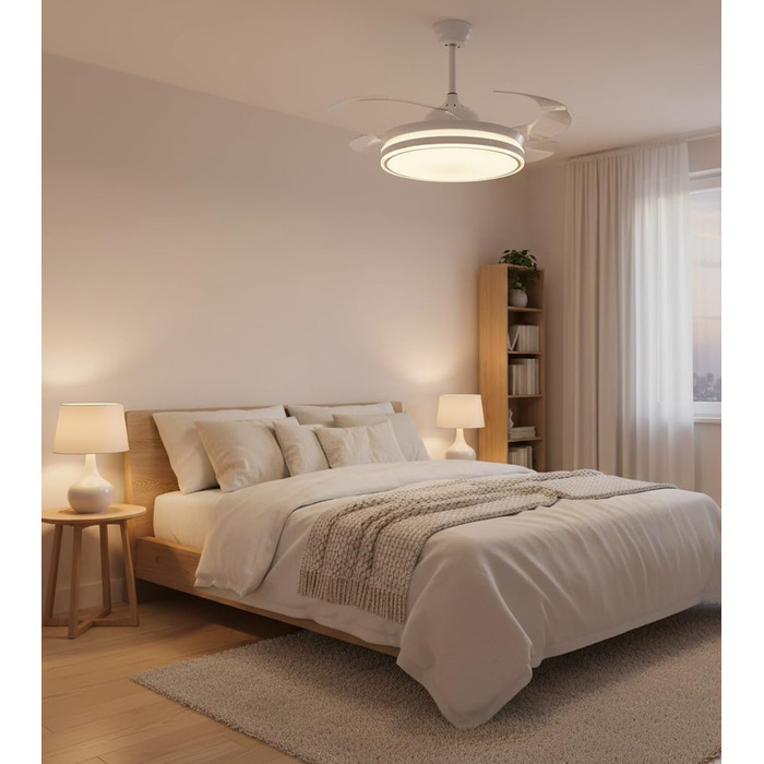 Вентилятор стельовий Bel Air Asgard 108 см з LED підсвіткою, дистанційним керуванням та зимовим режимом (білий)