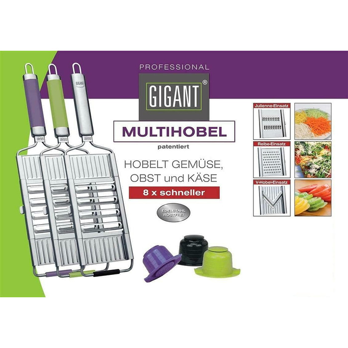 Giant 4-Blade Multi-Grater made of stainless steel - grates vegetables, fruits & cheese 8x faster + 1 PCMM microfiber cloth, color of grater: stainless steel