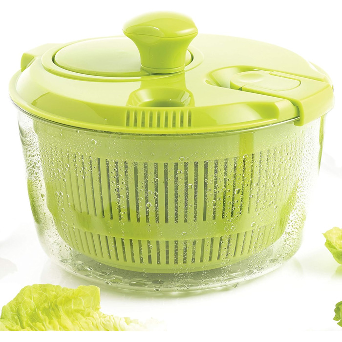 Mastrad Salad Spinner - In a practical size for easy storage - Non-slip base and 100% leak-proof - Dishwasher safe, green, 18.0 x 21.0 x 20.0 cm, F31408