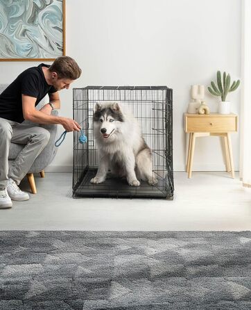 Транспортний бокс Lionto для собак та котів, 106x71x77 см, чорний. Металевий вольєр з пластиковою ванною та перегородкою.
