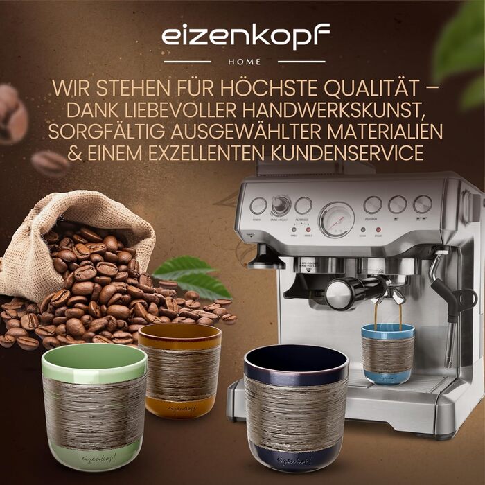 Еспресо-чашки ручної роботи, набір 4 шт (160 мл) для вишуканого смаку та індивідуального стилю. Якісний та міцний еспресо-набір. Чашки з товстими стінками.