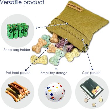 Сумка для корму для собак LeckerLibeutel: міцна бавовна, карабін, самозакривна блискавка, для прогулянок та подорожей (колір: коричневий)