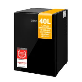 Міні-холодильник TZS First Austria 40L безшумний з можливістю зміни дверцят та внутрішнім освітленням. Minibar для кемпінгу, офісу, спальні та готелю. Скляна дверцята, 40 літрів