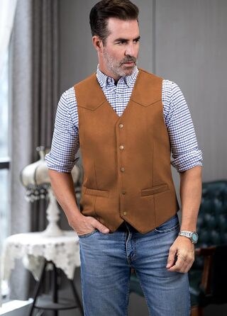 Костюмний жилет чоловічий Tuikayoo широкого крою, вінтажний, вестерн, ковбойський, нормальний крій (3XL, чорний)