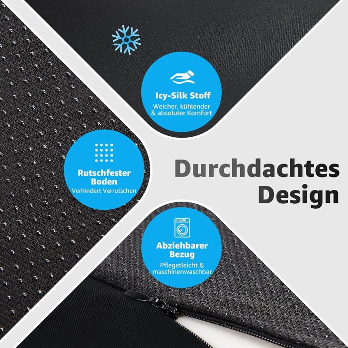 Ортопедична подушка для сидіння BRO Extra Großes з чохлом Ice Silk, Memory Foam. Ергономічна подушка для підтримки куприка для офісного крісла, авто та інвалідного візка.