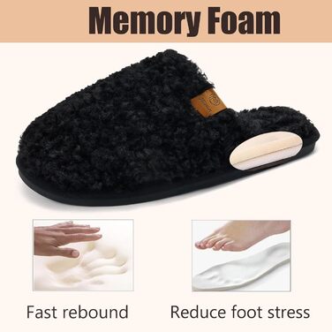 Тапочки зимові для дому та вулиці з меморі-піною, чорні (36.5/38 EU)