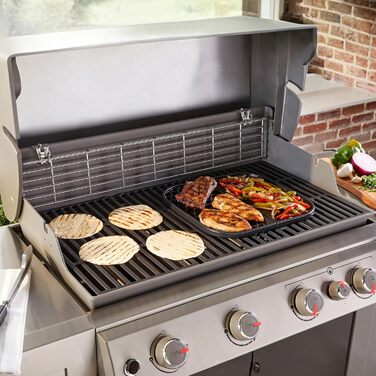 Решітка для гриля Wiltec з чавуну 29 x 38 см, підходить для вугільного та газового гриля, для приготування барбекю, емальована, квадратна