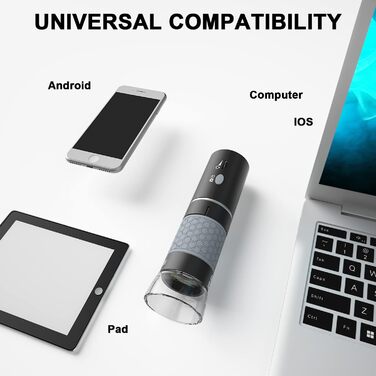 Цифровий мікроскоп Bysameyee 4K з бездротовим підключенням, 40x-1000x збільшення, USB ендоскоп для інспекції, сумісний з iPhone, iPad, Android, Windows, Mac, PC