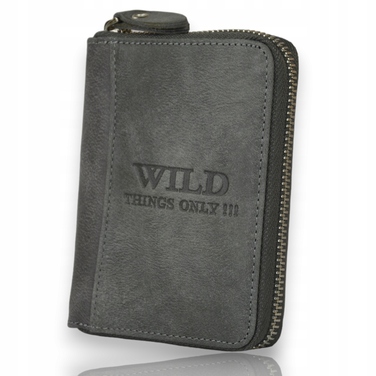 Чоловічий гаманець зі шкіри натуральної Wild Thing's Only, сірий