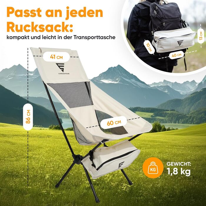 Крісло туристичне SCHNEIDERFREUDE EasyFold Pro – преміум якість, складне, легке, з вентиляцією спинки для кемпінгу, саду, риболовлі та відпочинку на природі