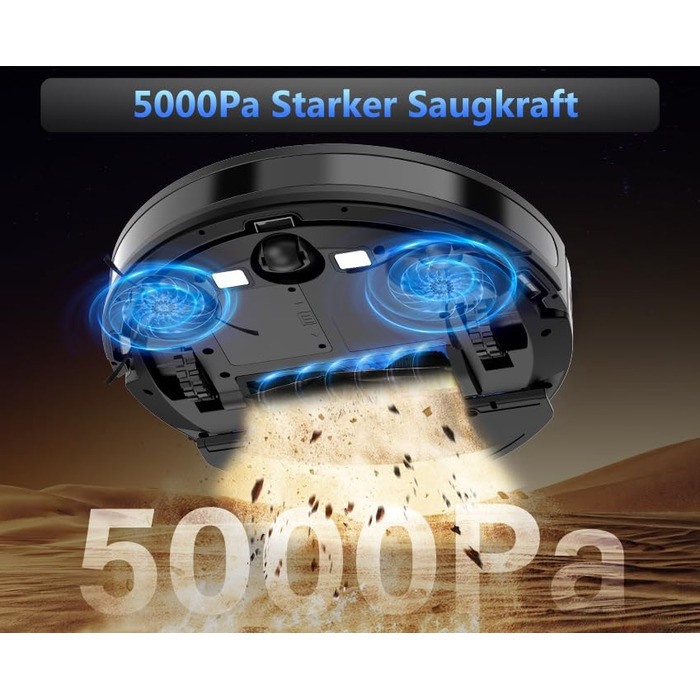 Робот-пилосос 2-в-1 з функцією миття Tikom G8000 Max, 5000Pa, самостійна зарядка, Wi-Fi, 150 хв, для тварин, килимів, твердих підлог, чорний