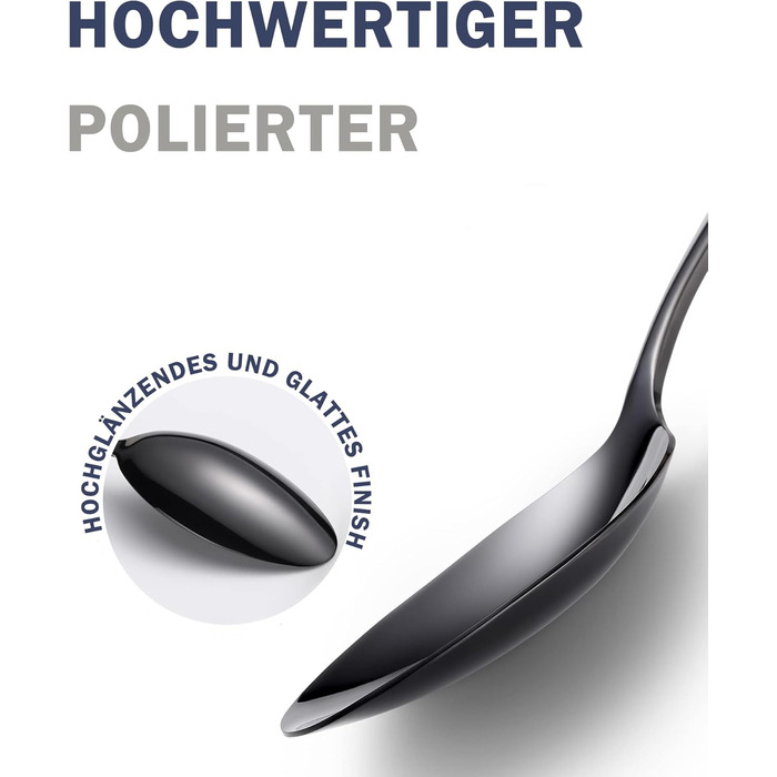 Сучасний набір столових приборів на 24 предмети: чорний, з нержавіючої сталі 18/10, з ножем 2-в-1 з хвилястим лезом, для 6 осіб