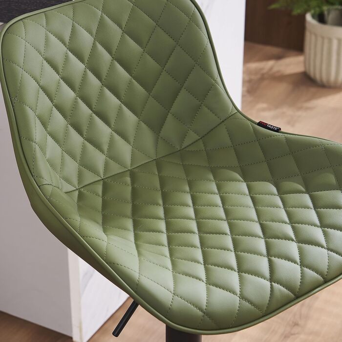 YOUNIKE Adjustable Bar Stools 2-Pack - Modern Kitchen Barstools with PU Leather Upholstery, Swivel Metal Bar Chairs for Counter/Island (Green)