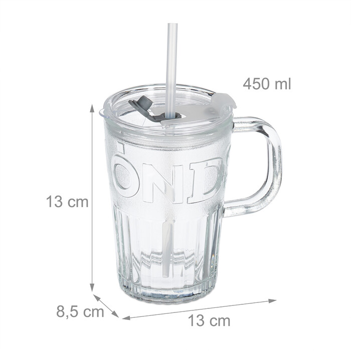 Relaxdays Set of 4 Handle Glasses