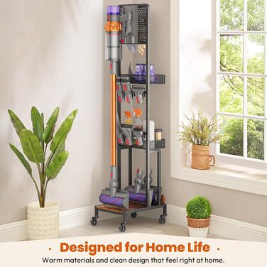 Підставка для Dyson V15 V12 V11 V10 V8 V7 V6 Gen5: Настінний тримач з органайзером для насадок та аксесуарів, чорна