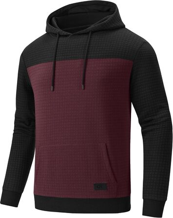 Чоловічий худі YuKaiChen з нашивками, джгут, капюшон, колірний блок, світшот з кишенями, хакі-білий-армійський колір (M, чорний-вишневий)