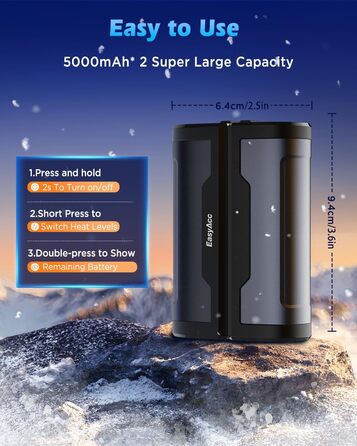 Електричні грілки для рук EasyAcc 10000mAh (2 шт) з LED-дисплеєм - 3 режими нагріву, для кемпінгу, полювання, Рейно