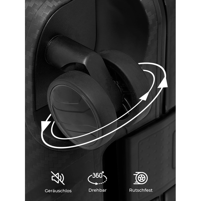 Набір валіз REDOLZ Hartschalen 3-ті: міцний поліпропілен, TSA-замок, 4 колеса, система 3-точкового закриття. Розмір M (65 см), Deep Black.