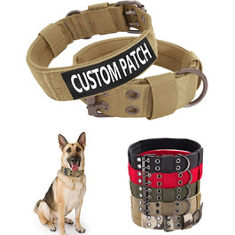 Тактичне нашийник для собак середніх та великих порід, персоналізований з іменем та номером телефону (Style C)