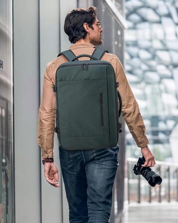 LOVEVOOK Рюкзак для ручної поклажі, 40L, валіза-рюкзак, для подорожей, з відділенням для ноутбука 17.3 дюймів, чоловічий/жіночий, темно-зелений